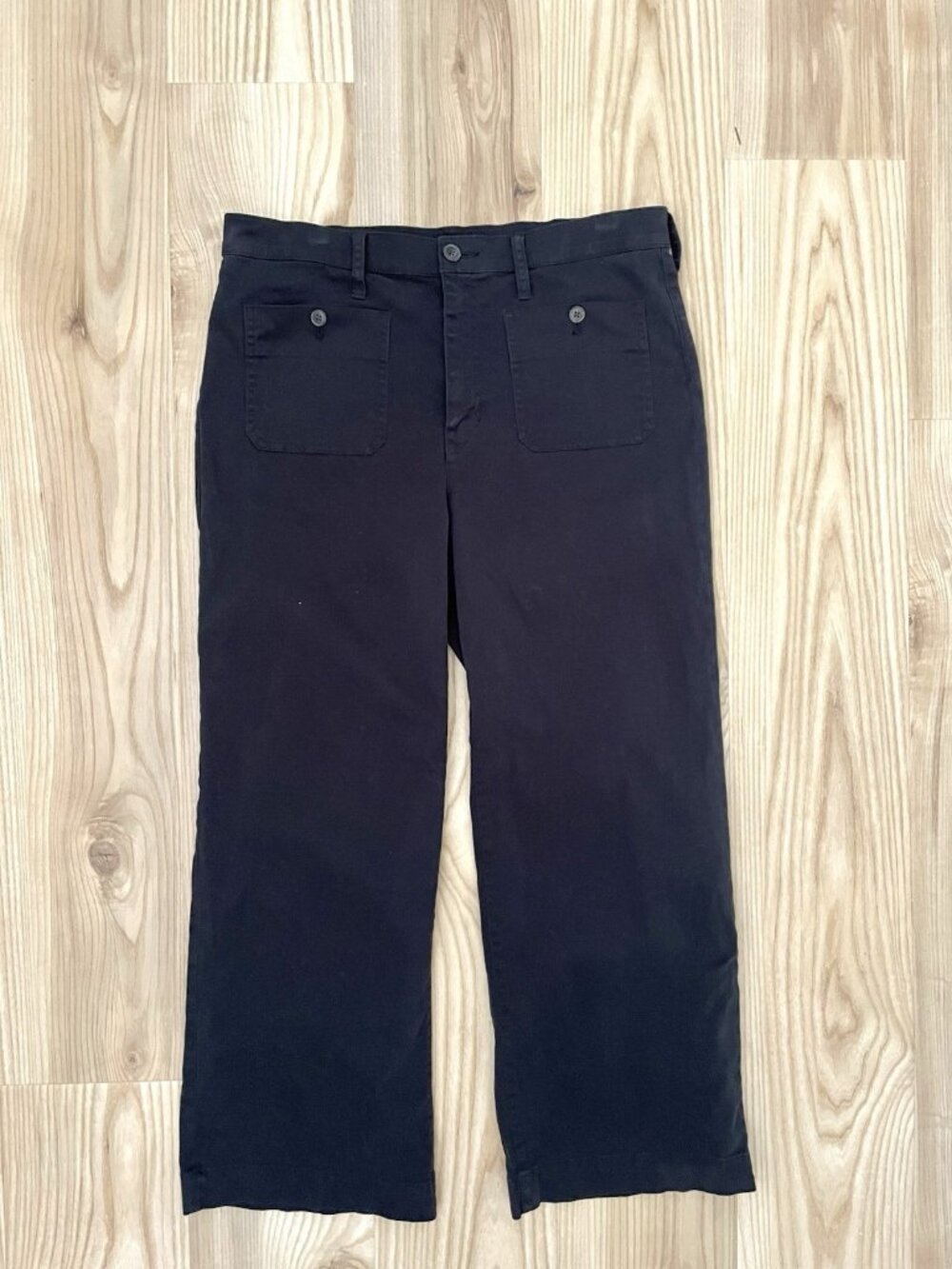 J Crew Slim Wide Leg Chino Trouser Pants Classic Black Preppy Black size 31